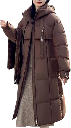 Plus size Thermal Coat for Women Long Length Heavyweight Thicken Down Jackets 2024 Trendy Warm Oversize Puffer Jacket