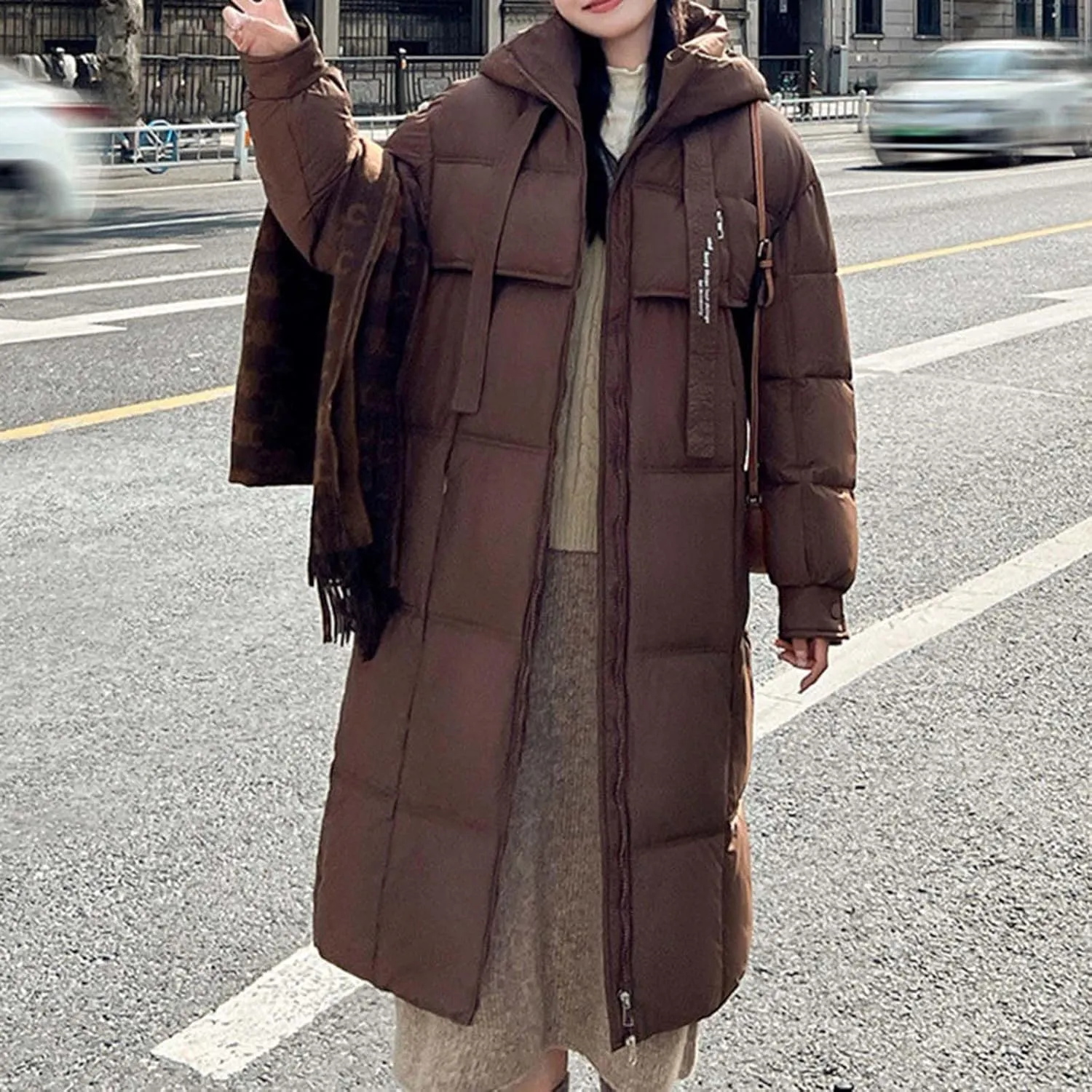 Plus size Thermal Coat for Women Long Length Heavyweight Thicken Down Jackets 2024 Trendy Warm Oversize Puffer Jacket