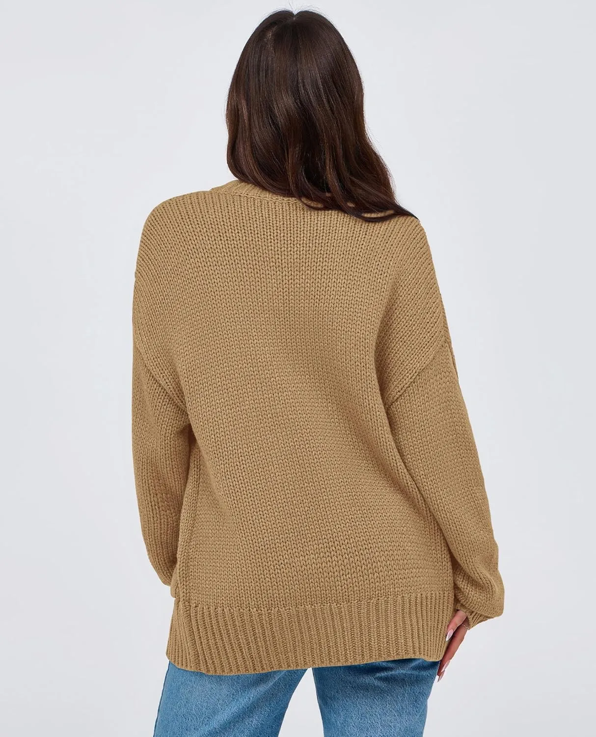 PRETTYGARDEN Women's Cardigan Sweaters Long Sleeve Open Front Button Up V Neck Ribbed Knit Winter Sweater Jackets