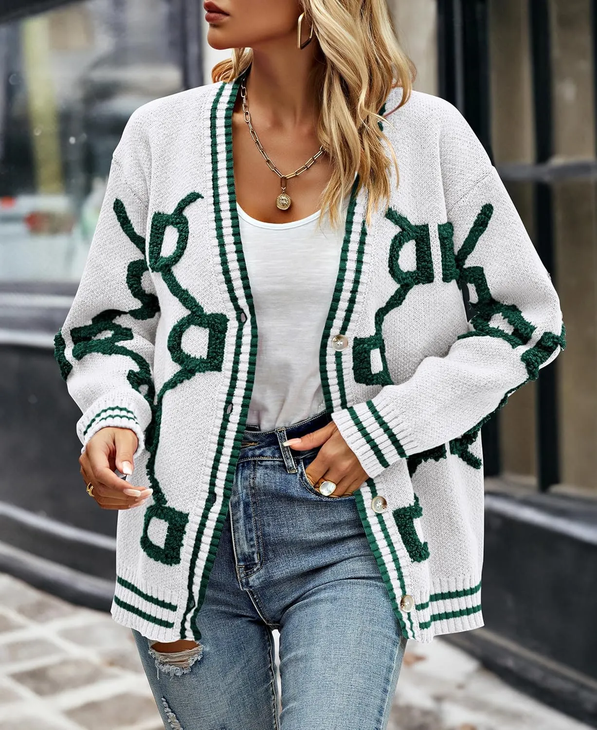PRETTYGARDEN Women's Spring Fall Chunky Knit Cardigan Sweaters Casual Open Front Button Up Winter Coats Outerwear