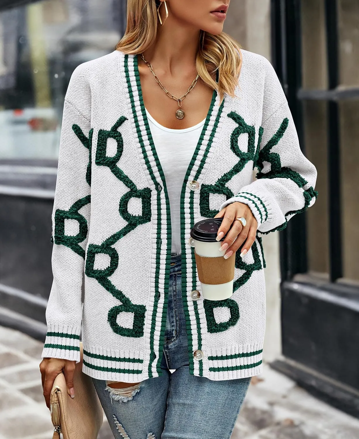 PRETTYGARDEN Women's Spring Fall Chunky Knit Cardigan Sweaters Casual Open Front Button Up Winter Coats Outerwear