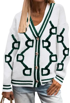 PRETTYGARDEN Women's Spring Fall Chunky Knit Cardigan Sweaters Casual Open Front Button Up Winter Coats Outerwear