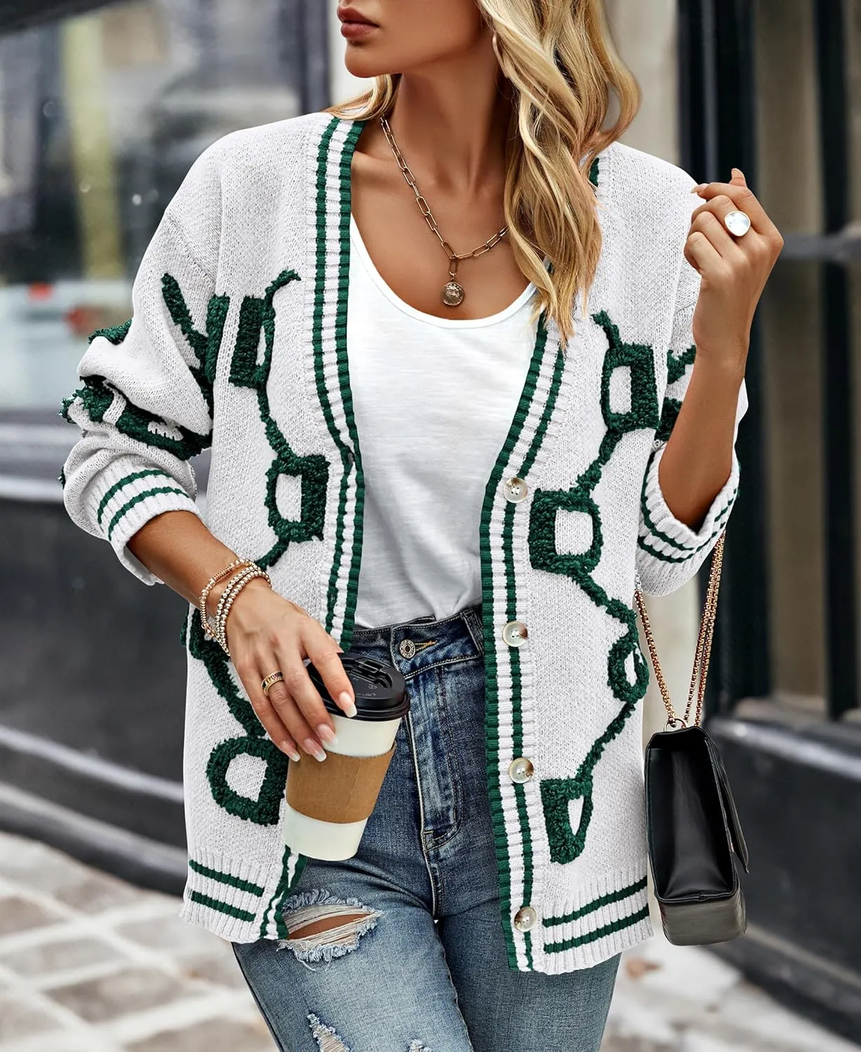 PRETTYGARDEN Women's Spring Fall Chunky Knit Cardigan Sweaters Casual Open Front Button Up Winter Coats Outerwear