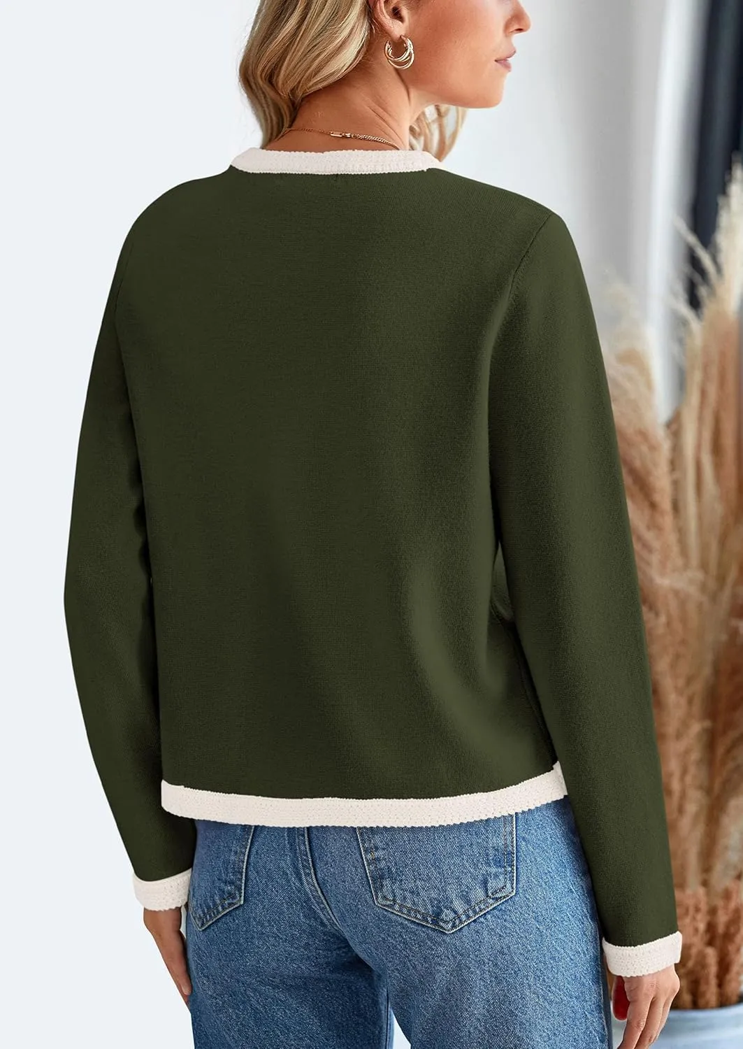 PRETTYGARDEN Women's Winter Trendy Button Down Open Front Cardigan Sweaters Knit Color Block Jackets Fall Fashion Clothes