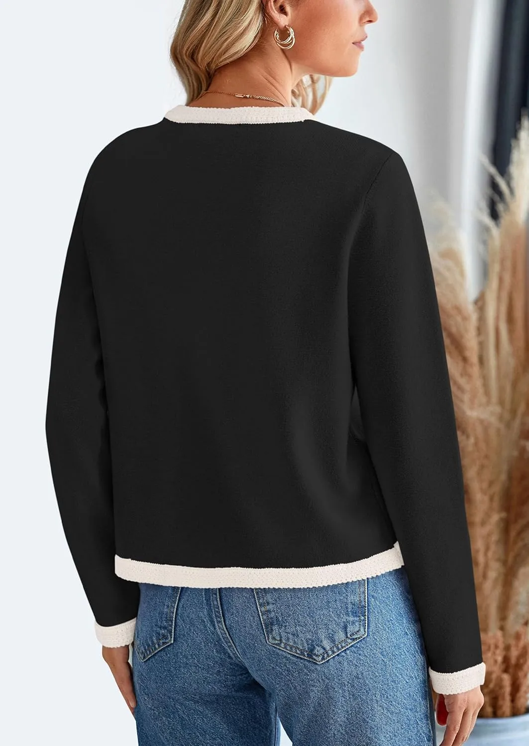 PRETTYGARDEN Women's Winter Trendy Button Down Open Front Cardigan Sweaters Knit Color Block Jackets Fall Fashion Clothes