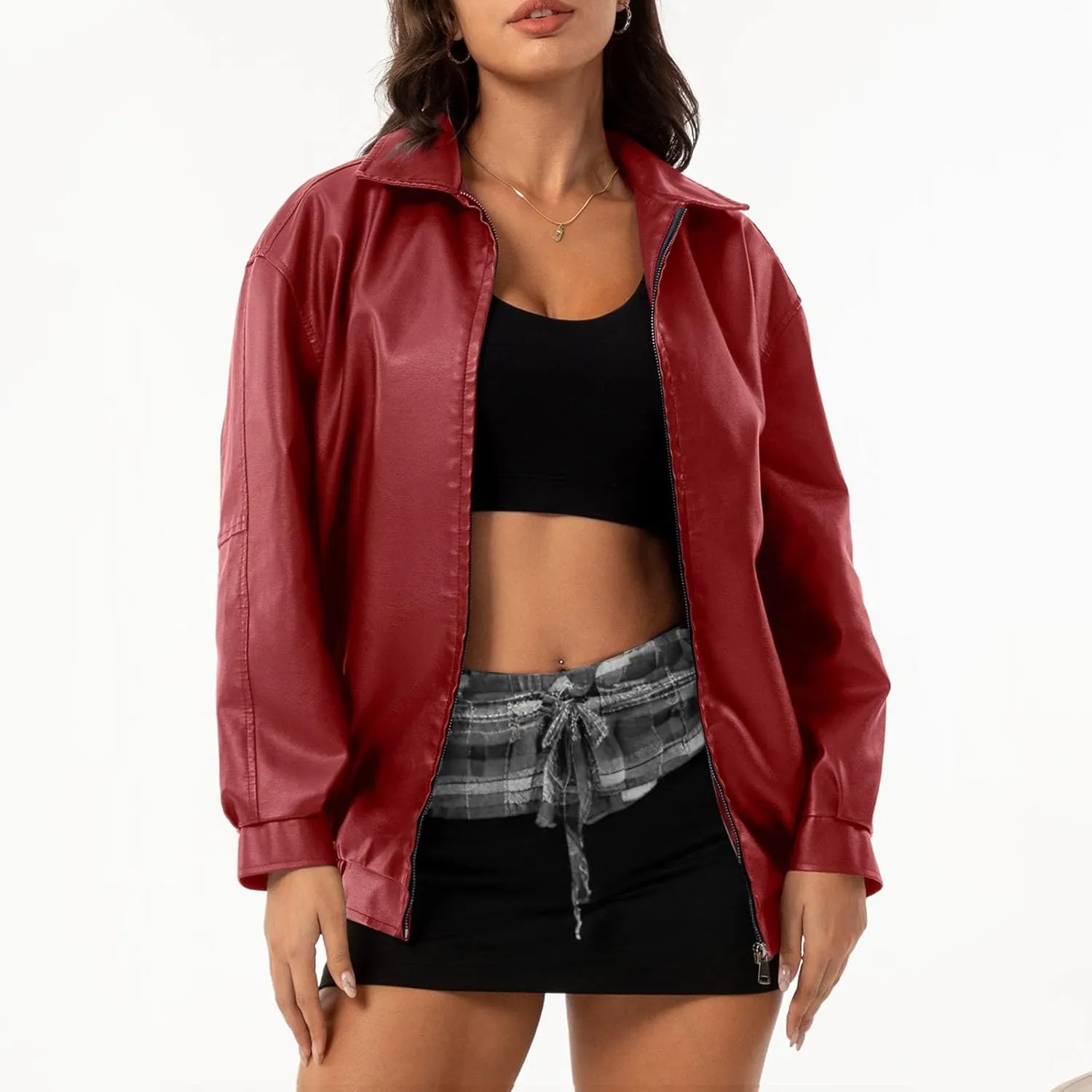 PTOLOCIF Womens Leather Jackets Faux Suede Oversized Motorcycle Coats Fashion Bomber Jackets Fall Winter Outfits Clothes