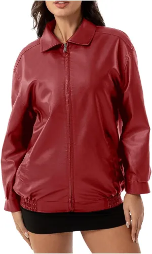 PTOLOCIF Womens Leather Jackets Faux Suede Oversized Motorcycle Coats Fashion Bomber Jackets Fall Winter Outfits Clothes