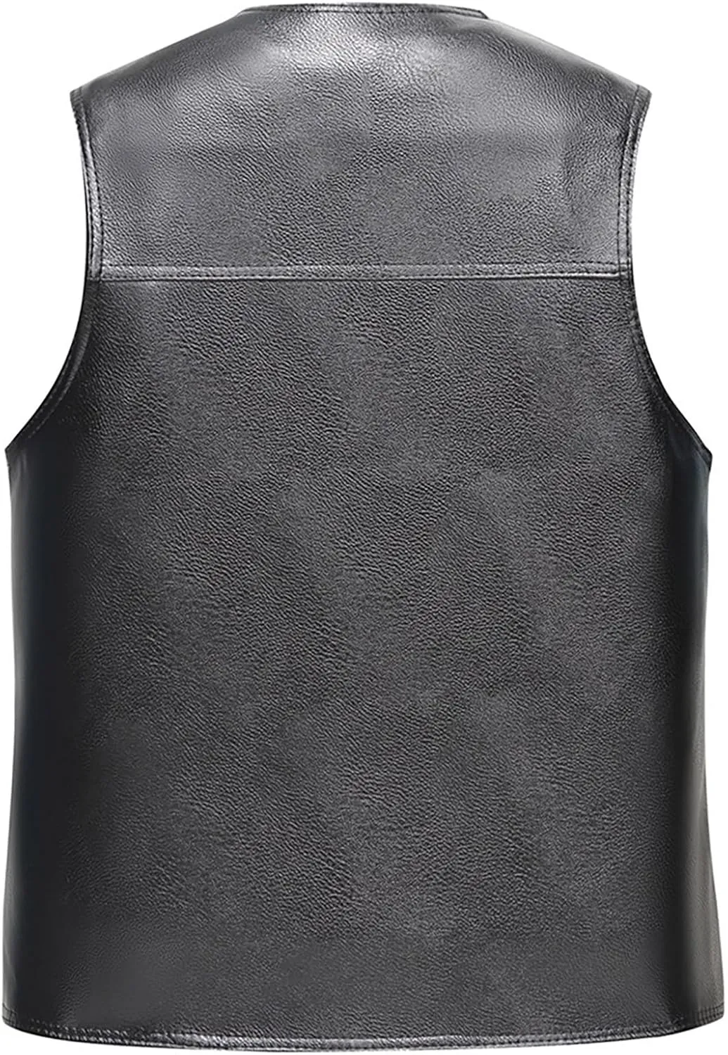 PU Leather Motorcycle Vest 2 Concealed Pockets Biker Vest Riding Club Coat for Men Punk Sleeveless Jacket With Velvet