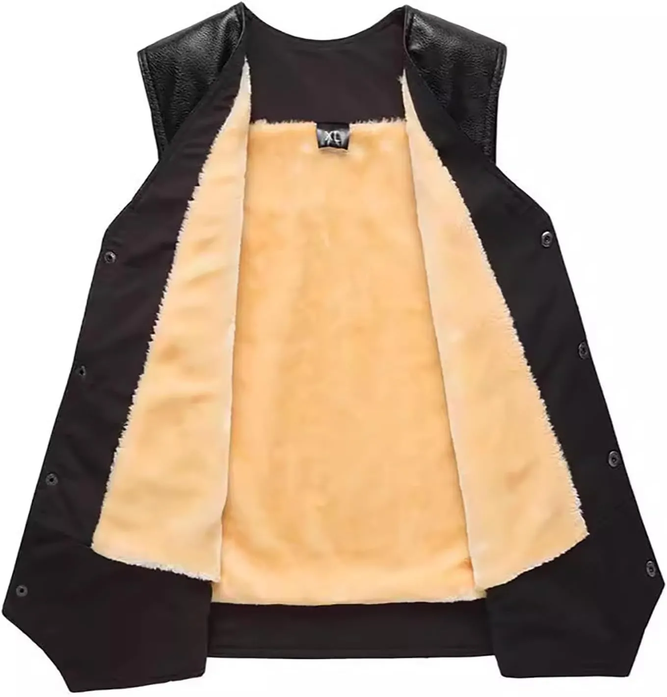 PU Leather Motorcycle Vest 2 Concealed Pockets Biker Vest Riding Club Coat for Men Punk Sleeveless Jacket With Velvet
