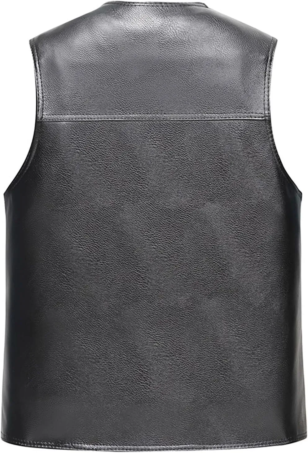 PU Leather Motorcycle Vest 2 Concealed Pockets Biker Vest Riding Club Coat for Men Punk Sleeveless Jacket With Velvet
