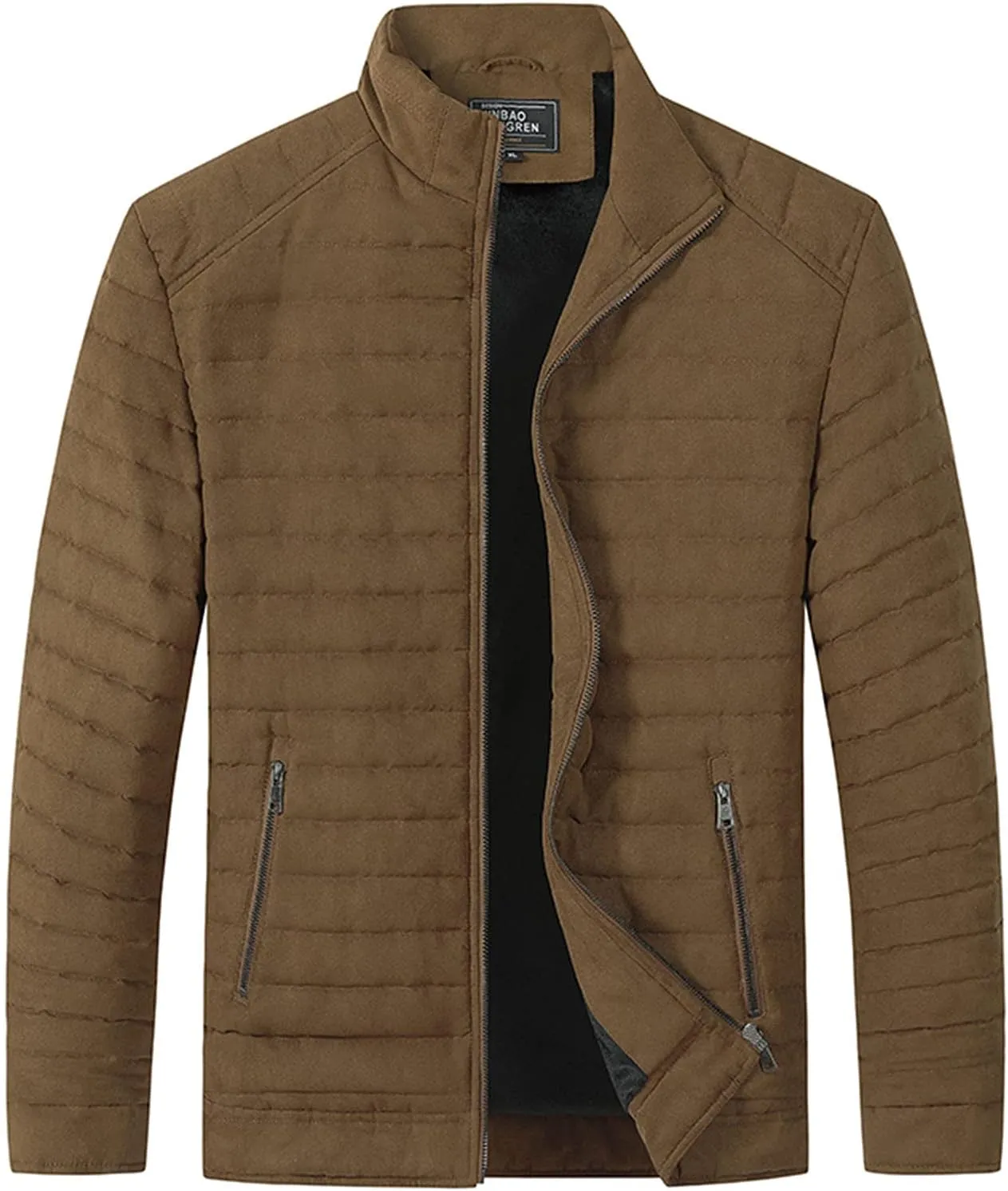 Puffer Jacket for Men, Insulated Full Zip Long Sleeve Puffer Jackets with Pockets Fall Jackets Long Hooded Down Jacket Men