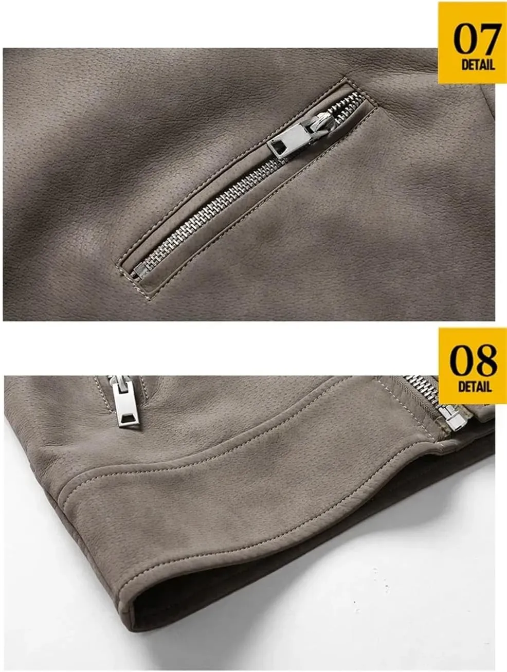 Pulcykp Mens Zipper Leather Jackets Winter Warm Casual Motorcycle PU Leather Jacket Biker Leather Coats