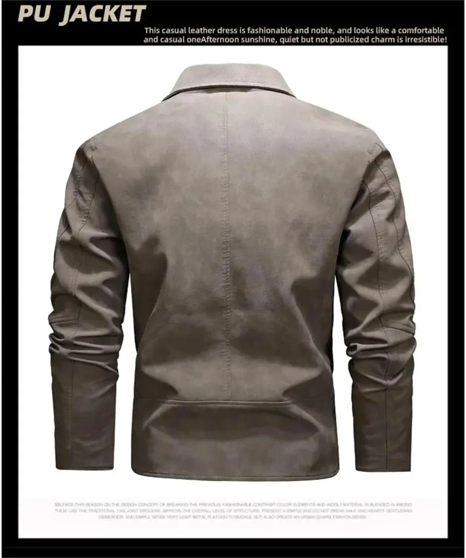 Pulcykp Mens Zipper Leather Jackets Winter Warm Casual Motorcycle PU Leather Jacket Biker Leather Coats