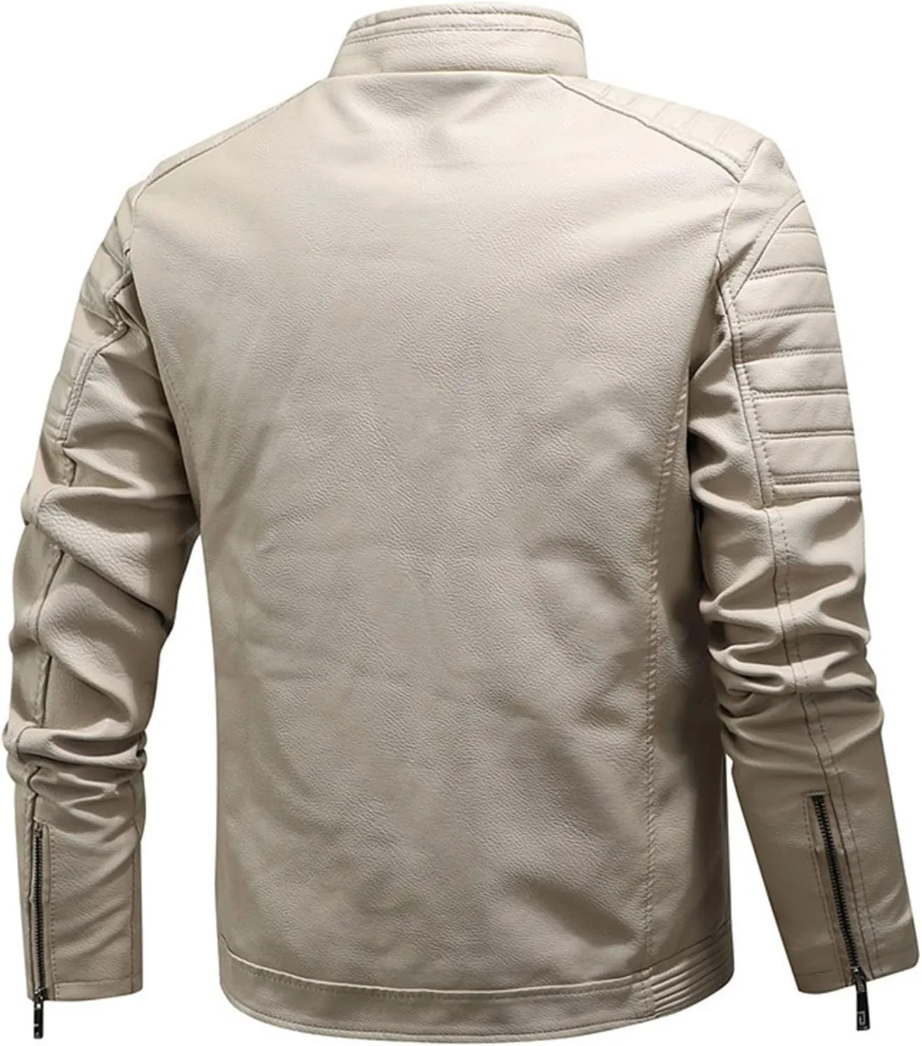 QWENTMTNTY Leather Jacket for Men Sherpa Shearling Faux Leather Bomber Jackets Motorcycle Zip Up Winter Jacket with Pockets