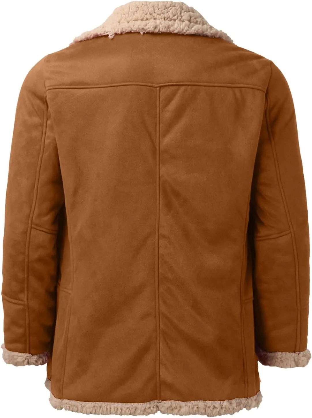 QWENTMTNTY Men Vintage Sherpa Jacket Faux Leather Suede Winter Bomber Jackets Big Tall Heavyweight Fur Shearling Overcoat
