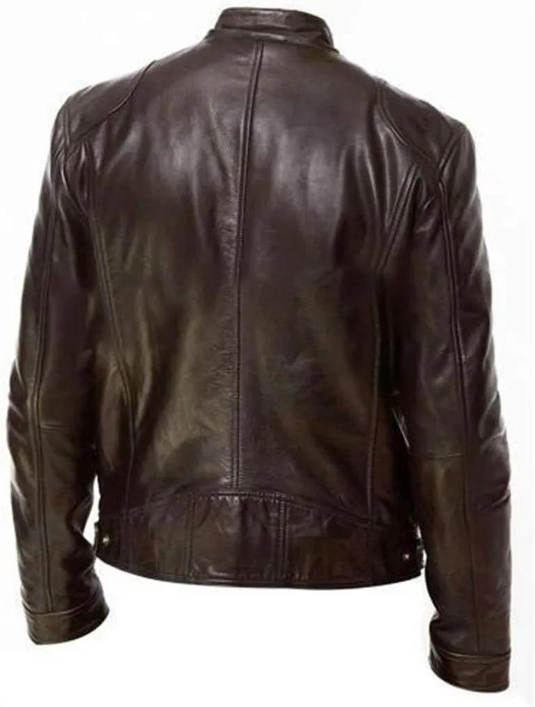 QWENTMTNTY Mens Casual Fashion Faux Leather Biker Jacket Regular Fit Motocycle Moto Leather Jackets Outdoor Pleather Coats