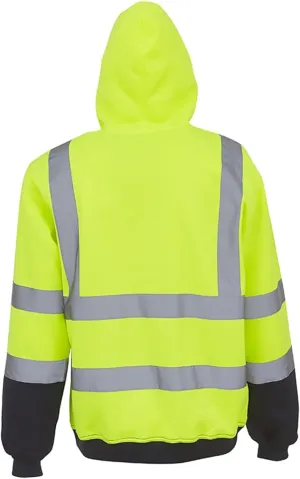 Safety Jackets for Men Waterproof High Visibility Hoodies Full-Zip Work Clothes with Reflective Stripes and Pockets 2025