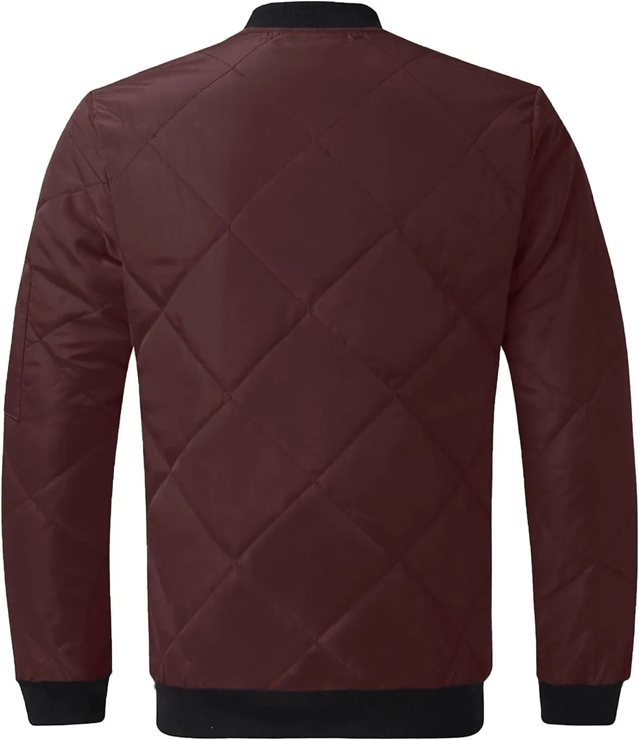 SHOPESSA Men's Winter Coat Casual Mock Neck Zip Up Down Jacket Padded Bomber Jacket Men Relaxed Fit Diamond Quilted Jackets