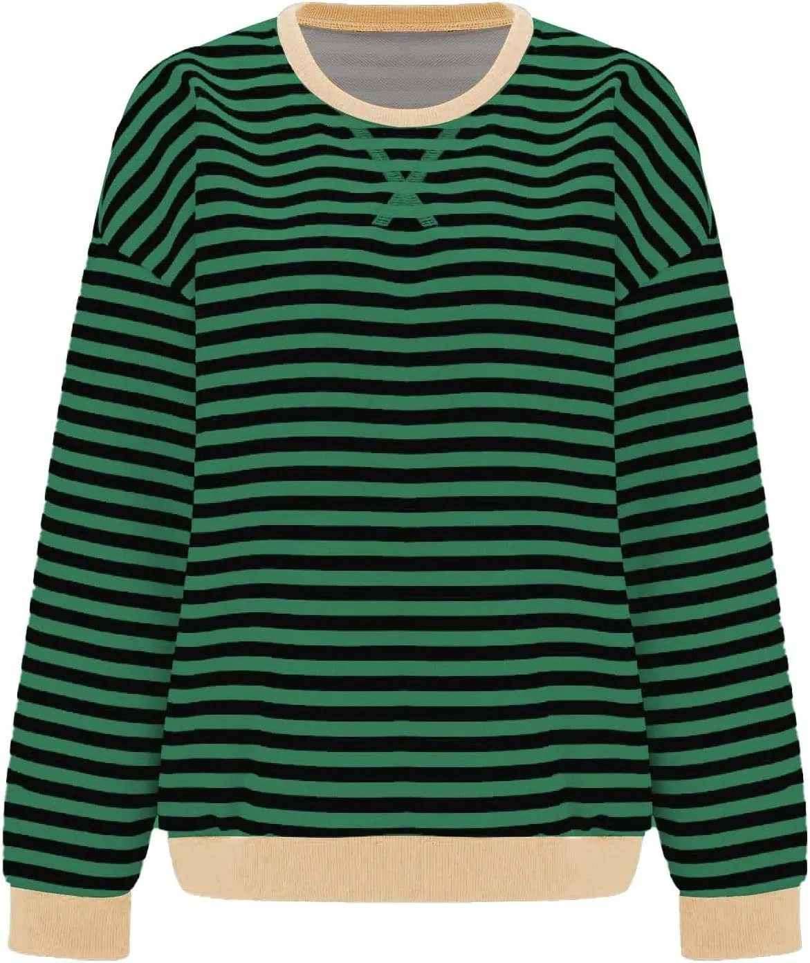 Striped Sweatshirt Women Oversized Striped Color Block Long Sleeve Crew Shirt Women Casual Loose Pullover hirt Top