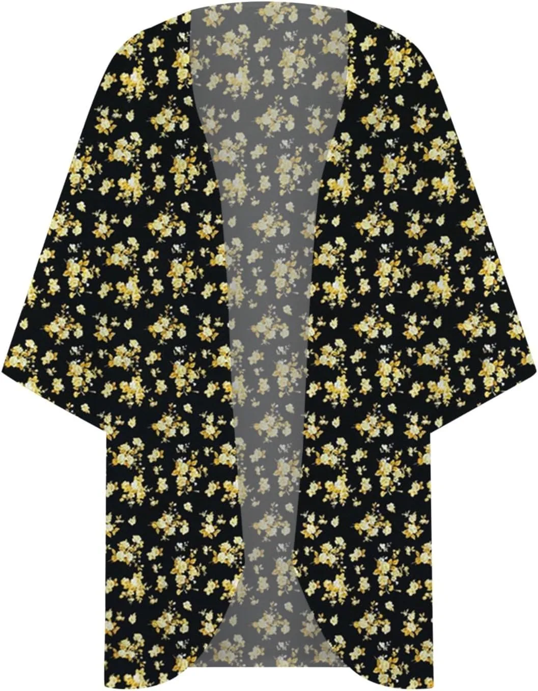 Summer Womens Floral Printed Puff Sleeve Chiffon Kimono Cardigan Loose Cover Up Knitted Cardigan Sweaters for