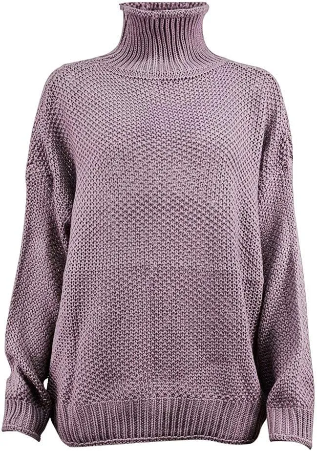Sweater for Women Solid Long Sleeve Turtleneck Cable Knitted Casual Comfort Pullover Sweaters Fall Winter Warm Tops