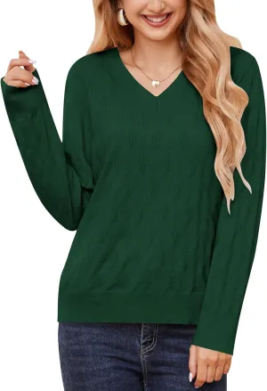 Sweaters for Women 2025 Spring Long Sleeve Lightweight Oversized Casual Classic V Neck Fashion Pullover Sweaters