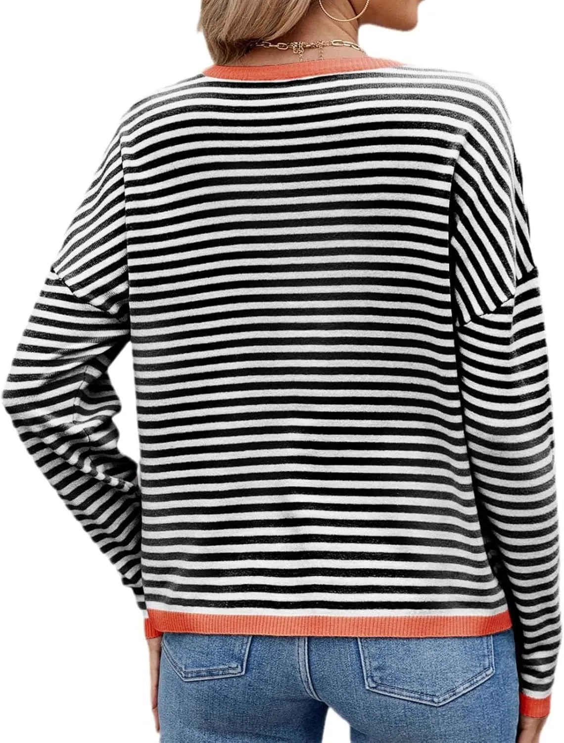 Sweaters for Women TrendyCasual Crewneck Striped Womens Sweaters Lightweight Dressy Cable Knit Spring Sweaters