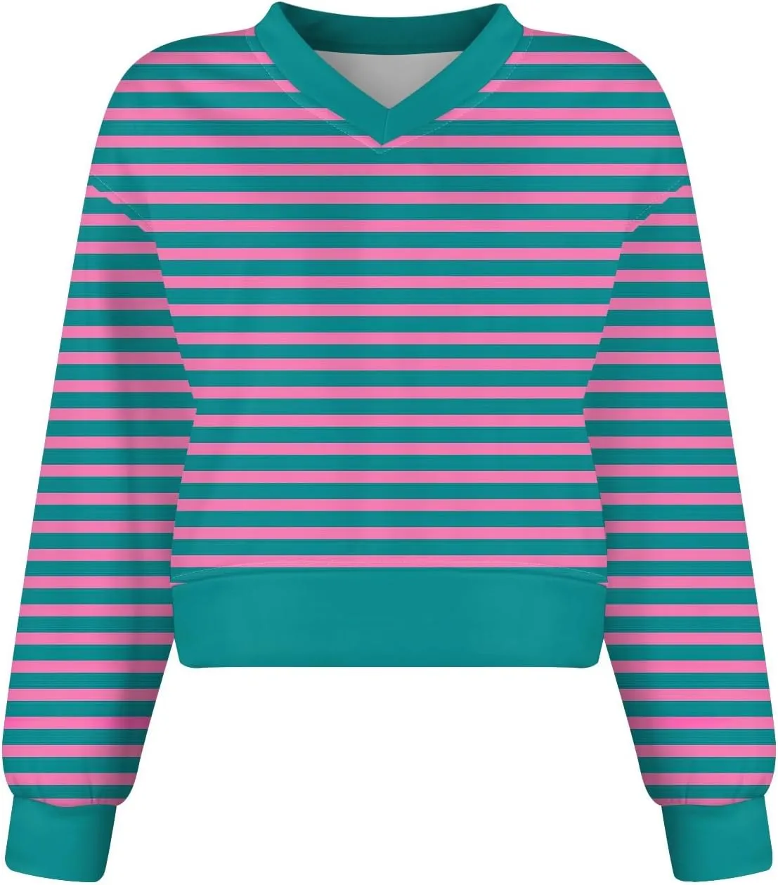 Sweatshirts For Women Casual Fashion Sexy Comfortable V-Neck Long Sleeve Striped Graphic Printed Sports Sweatshirt Top
