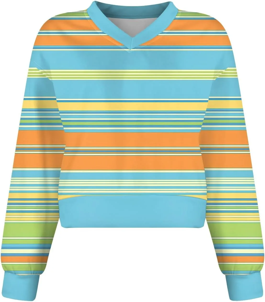 Sweatshirts For Women Casual Fashion Sexy Comfortable V-Neck Long Sleeve Striped Graphic Printed Sports Sweatshirt Top