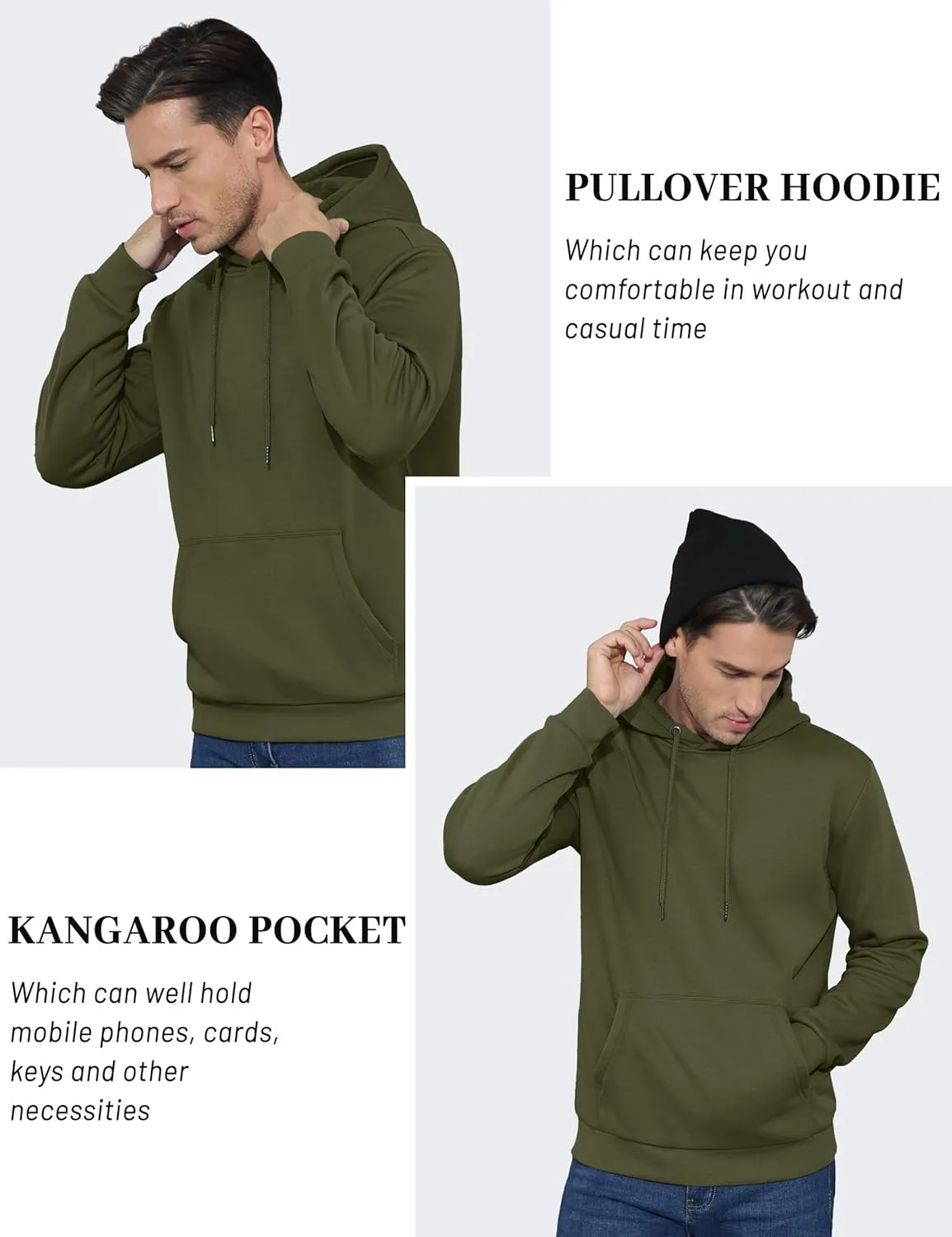 TACVASEN Men's Athletic Hoodies Fleece Lined Sweatshirt Pullover Soft Casual Hooded Sweatshirt with Pocket