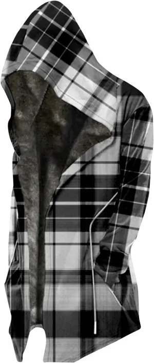 Thickened Zipper Winter Jackets With Hood Plaid Print Long Sleeve Plus Size Heavyweight Warm Fleece Jacket, M-6XL