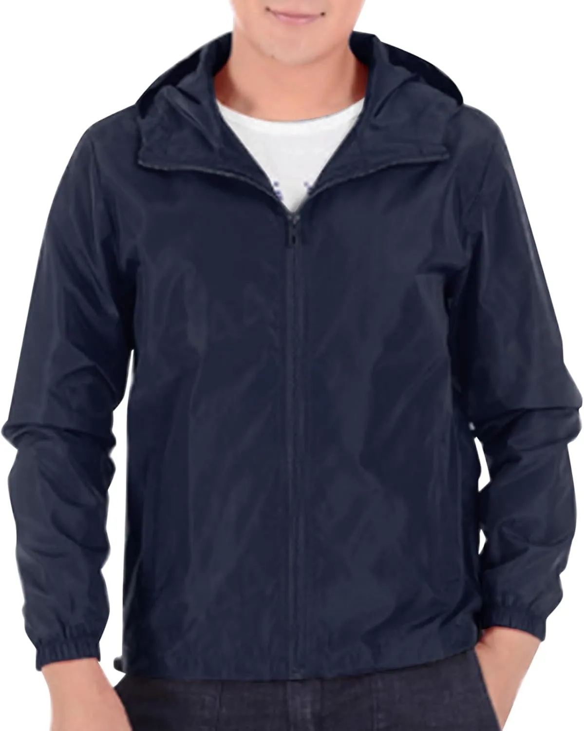 Thin Hooded Jacket for Mens Soft Shell Windproof Waterproof Hiking Coats Zipper Long Sleeve Casual Outwear Plus Size