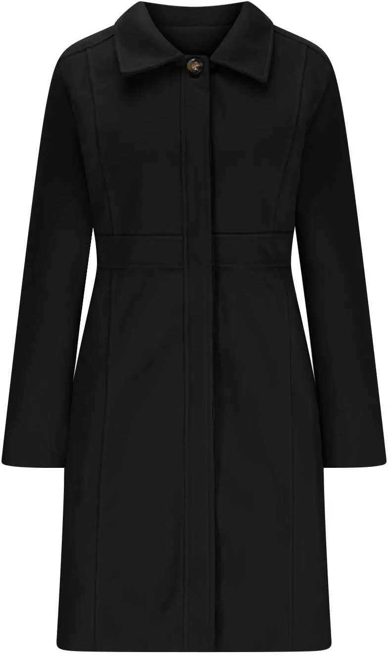 Trench Coat for Women 2024 Single Breasted Pea Coat Wool Blend Long Coat Casual Office Jacket Falll Winter Outfits