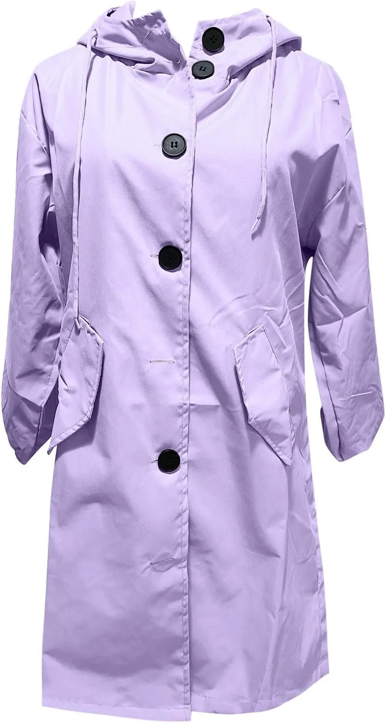 Trench Coat Women Hooded Coat Outwear Womens Elegant Windbreaker Wild Womens Double Breasted Classic Long Trench