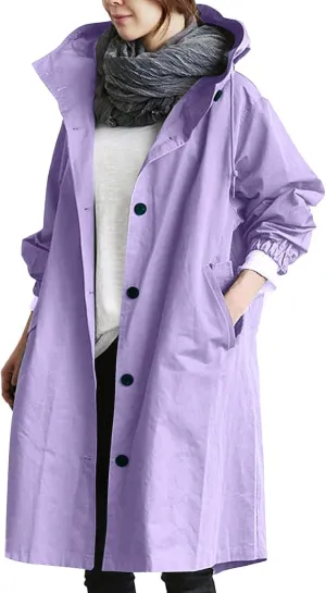 Trench Coat Women Hooded Coat Outwear Womens Elegant Windbreaker Wild Womens Double Breasted Classic Long Trench