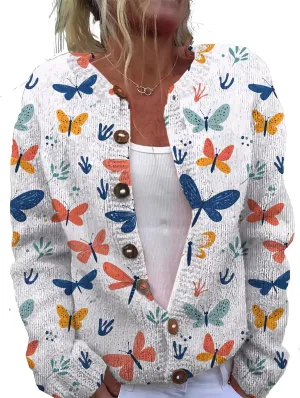 Trendy Sweater Cardigan for Women Button Up Oversized Long Sleeve Floral Comfy Sweaters Plus Size Tops Outfits