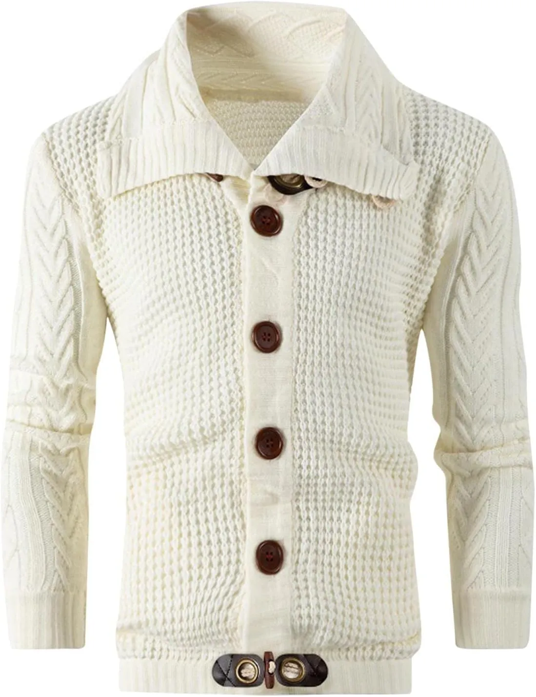 tuduoms Chunky Cardigan Sweaters for Men Vintage Button Down Sweaters Winter Cable Knit Open Front Long Sleeve Cardigan Coat