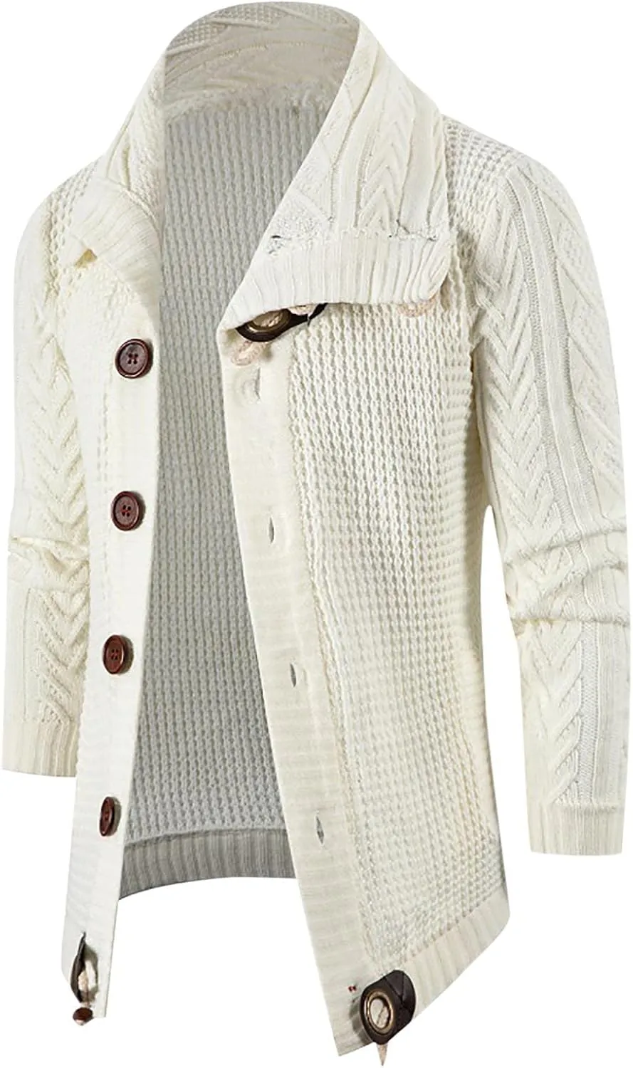 tuduoms Chunky Cardigan Sweaters for Men Vintage Button Down Sweaters Winter Cable Knit Open Front Long Sleeve Cardigan Coat