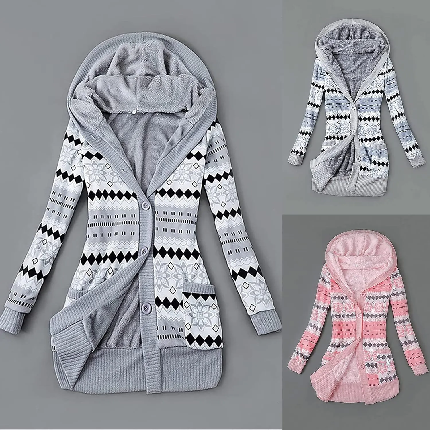 TUQIDEWU Cardigan Sweaters for Women Lightweight, Women's Cardigan Sweaters Hooded Cardigans Fleece Jackets Fall Sweater Coat