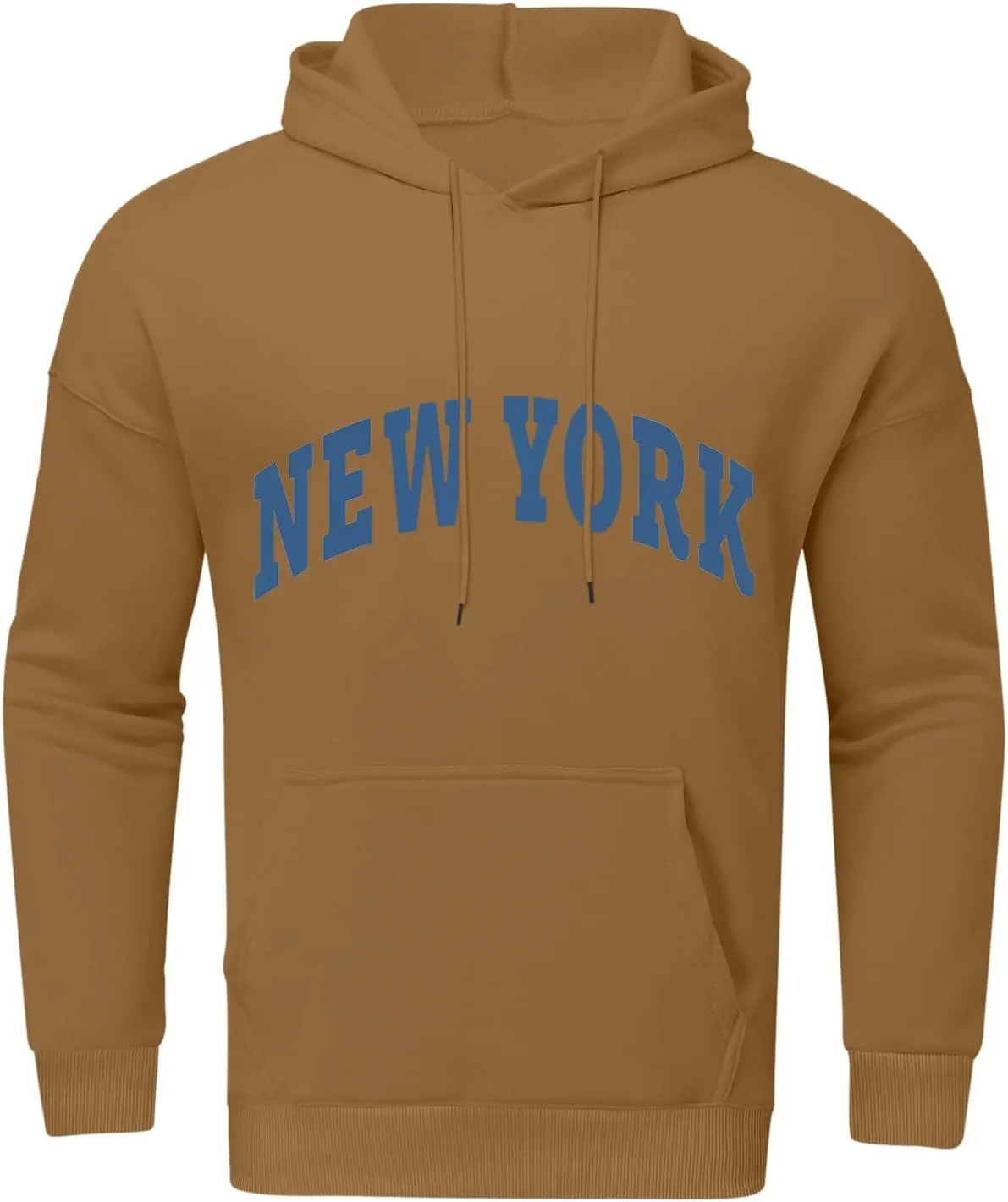 Wankang New York Hoodies for Men Crew Neck Sweatshirts Letter Graphic Hoodie Relaxed Fit Long Sleeve Pullover Tops