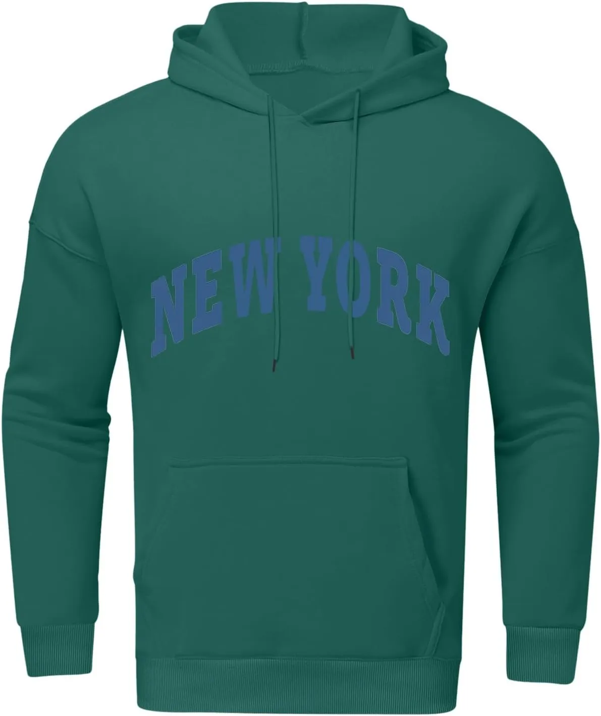 Wankang New York Hoodies for Men Crew Neck Sweatshirts Letter Graphic Hoodie Relaxed Fit Long Sleeve Pullover Tops