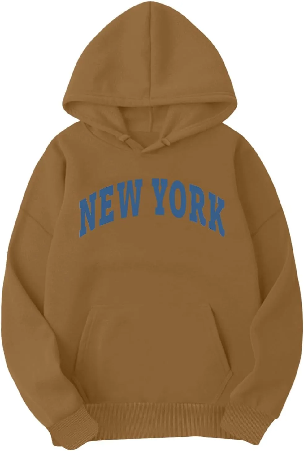 Wankang New York Hoodies for Men Crew Neck Sweatshirts Letter Graphic Hoodie Relaxed Fit Long Sleeve Pullover Tops