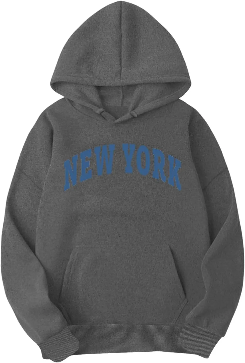 Wankang New York Hoodies for Men Crew Neck Sweatshirts Letter Graphic Hoodie Relaxed Fit Long Sleeve Pullover Tops