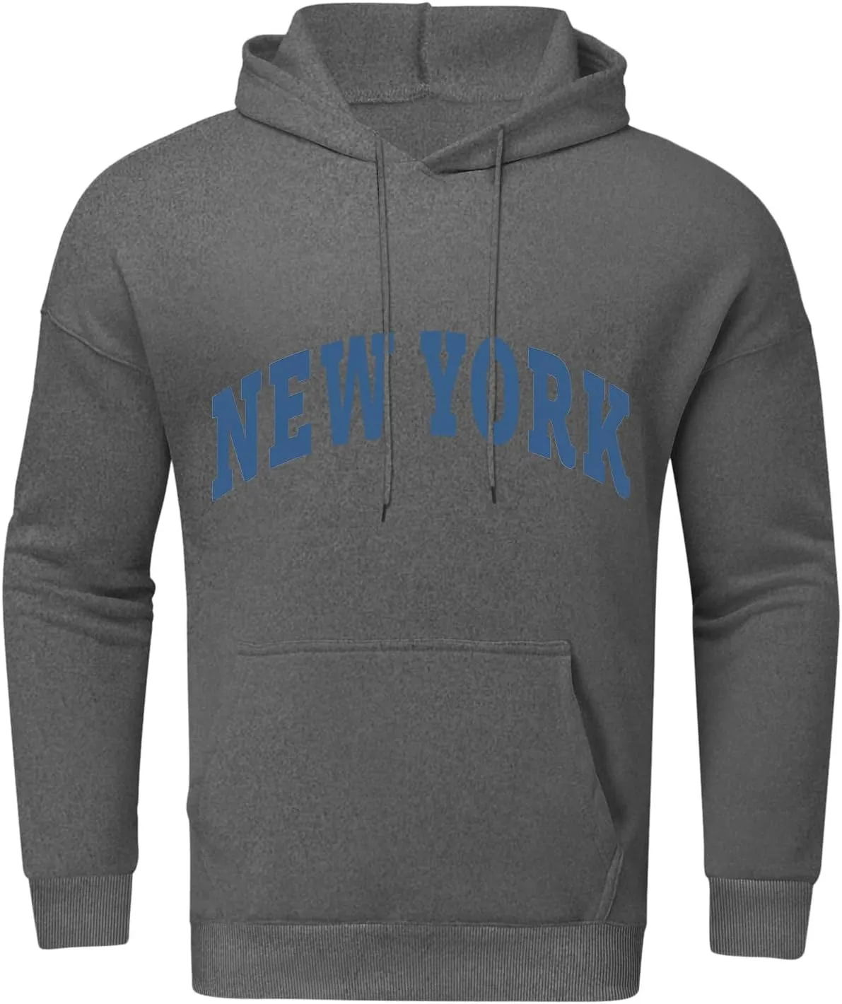 Wankang New York Hoodies for Men Crew Neck Sweatshirts Letter Graphic Hoodie Relaxed Fit Long Sleeve Pullover Tops