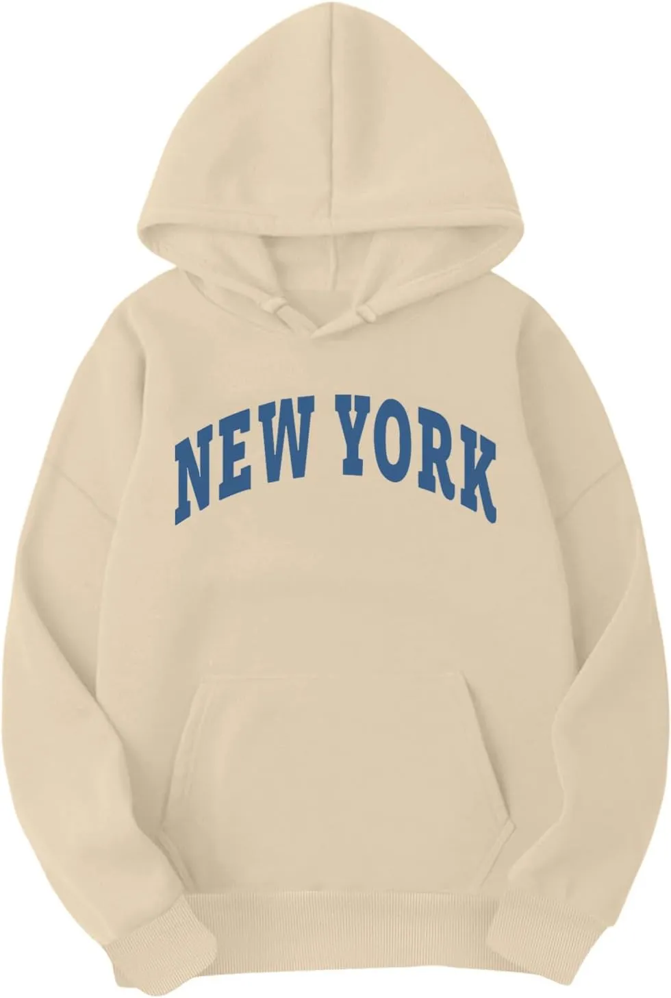 Wankang New York Hoodies for Men Crew Neck Sweatshirts Letter Graphic Hoodie Relaxed Fit Long Sleeve Pullover Tops
