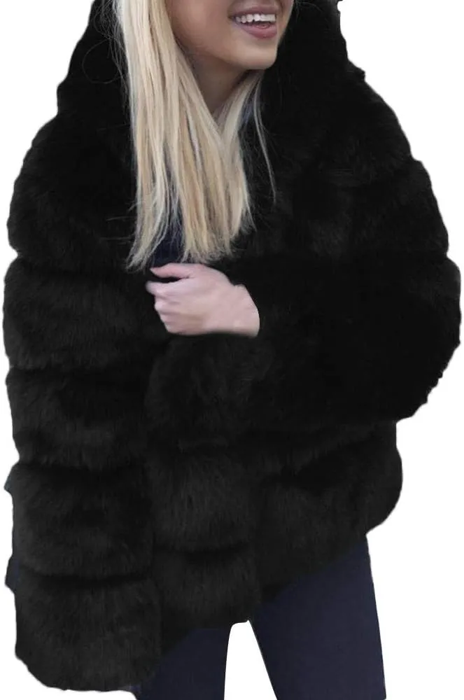 Winter Coats for Women 2024 Oversized Soft Long Sleeve Overcoat Faux Fur Jacket Fuzzy Fleece Jackets Warm Padded Coat