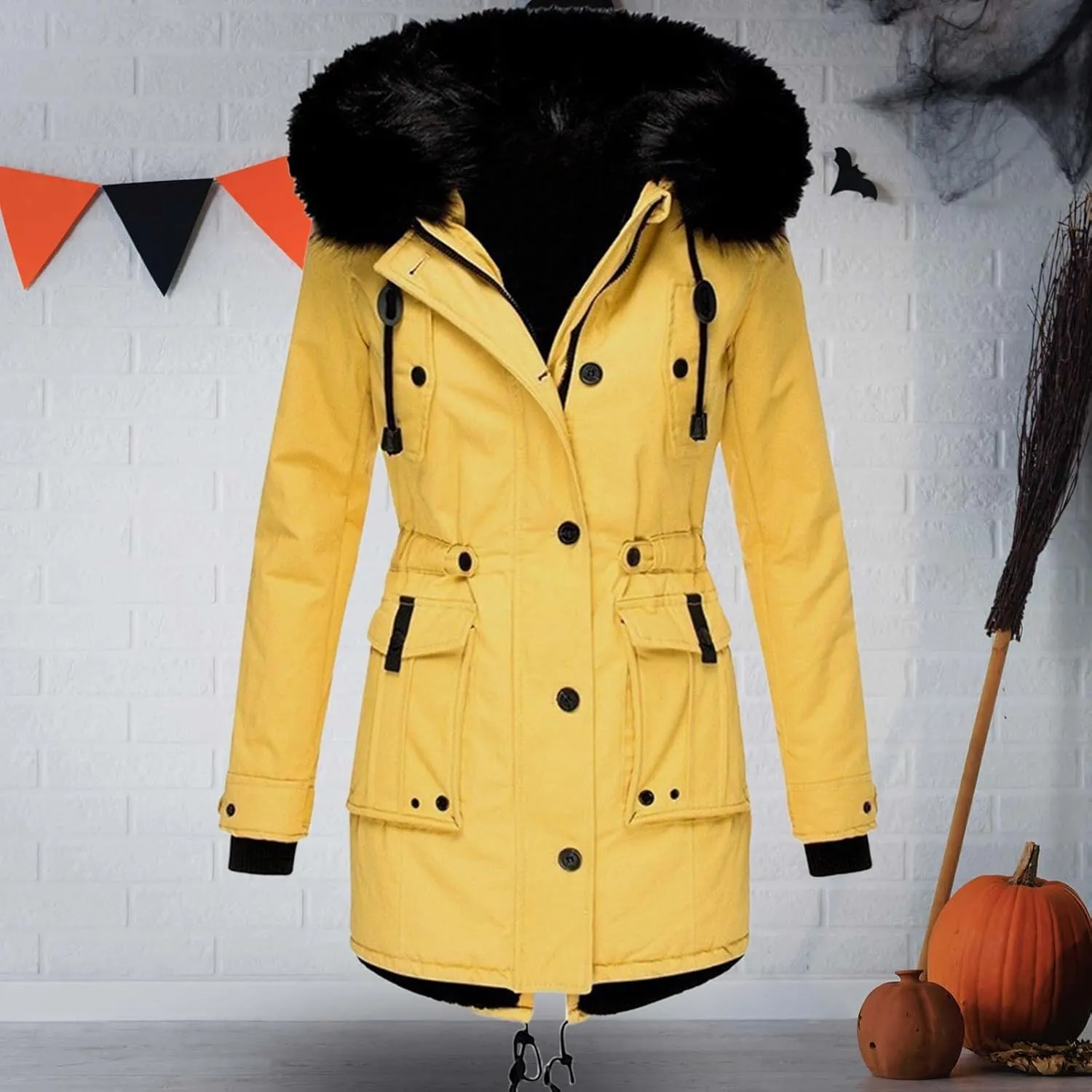 Winter Coats for Women Warm Sherpa Fleece Long Back Jacket Thicken Parka with Hood