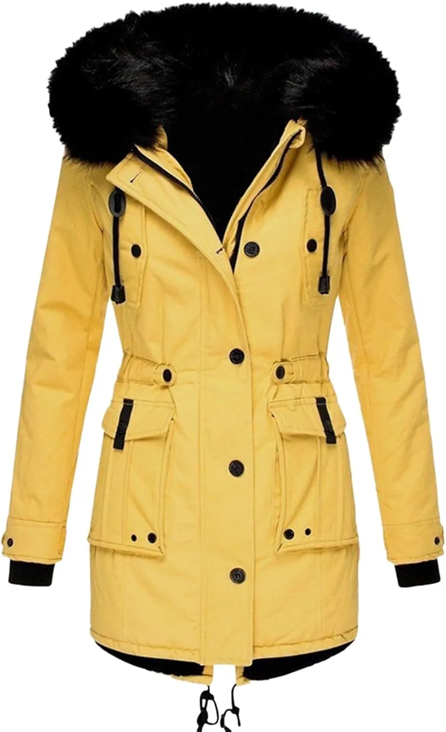 Winter Coats for Women Warm Sherpa Fleece Long Back Jacket Thicken Parka with Hood