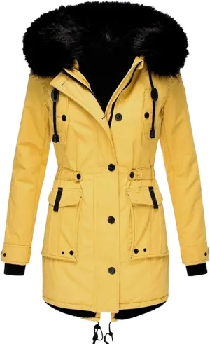 Winter Coats for Women Warm Sherpa Fleece Long Back Jacket Thicken Parka with Hood