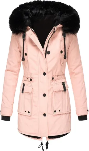 Winter Coats for Women Warm Sherpa Fleece Long Back Jacket Thicken Parka with Hood